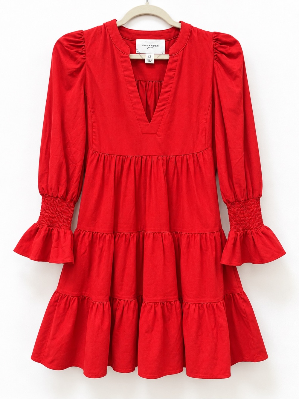 Pomander Place Bright Red Tiered Cotton Dress for Girls